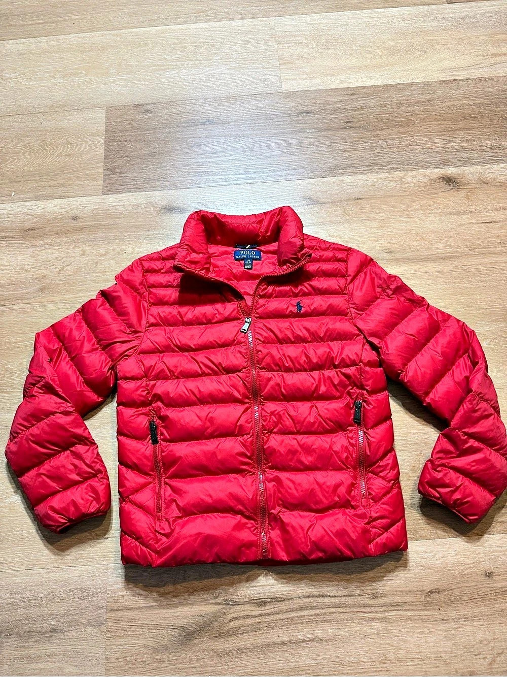 Polo Ralph Lauren Boys Water-Repellent Down Puffer Jacket Red Large